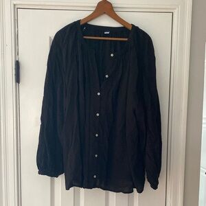 Old Navy Black Casual Button Down Shirt Relaxed Fit